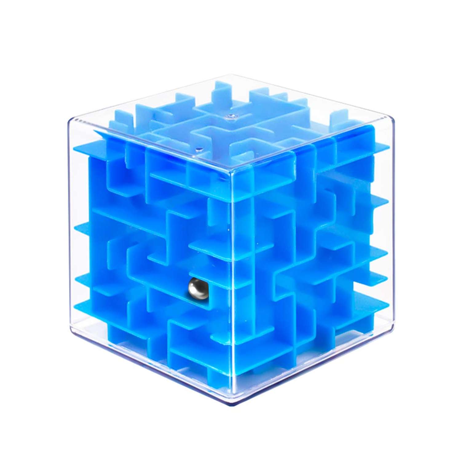 Головоломка для детей WiMI логический куб с шариком синий - фото 1