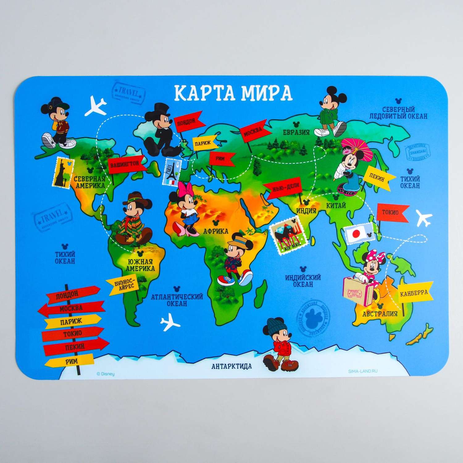 Коврик для лепки Disney Карта мира Микки Маус и друзья Disney - фото 1