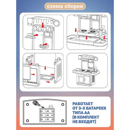 Игровой набор ДЖАМБО Кухня детская с водой и паром