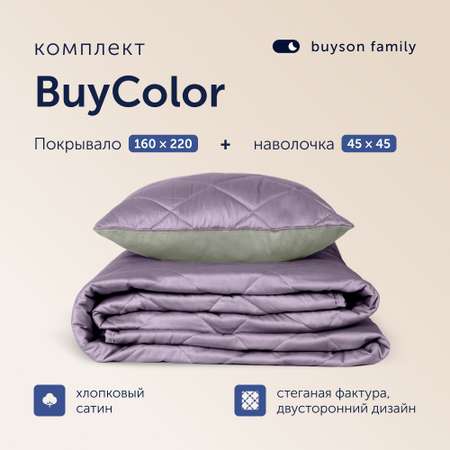 Комплект покрывало+наволочка buyson BuyColor Фиалка/Шалфей 160x220/45x45см