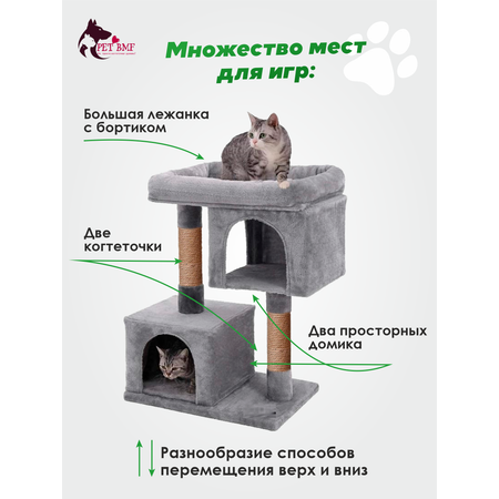 Домик для кошки с когтеточкой Pet БМФ Серый