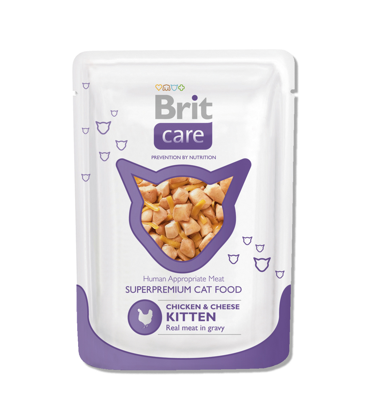 Корм влажный для котят Brit Care 80г с курицей и сыром пауч - фото 1