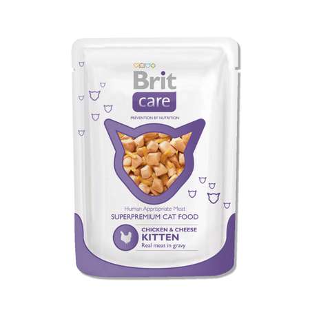 Корм влажный для котят Brit Care 80г с курицей и сыром пауч