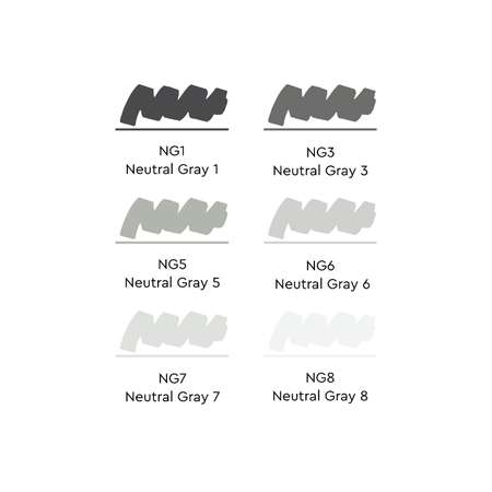 Набор двусторонних маркеров SKETCHMARKER Neutral Gray - 6 нейтральных оттенков серого для скетчинга в картонной упаковке