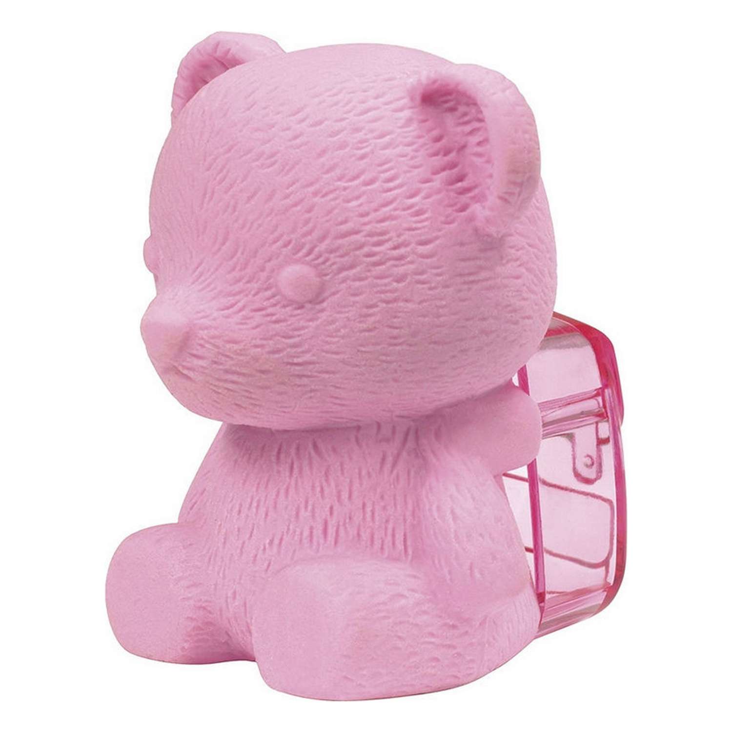 Точилка с ластиком WESTCOTT 3D дизайн с контейнером для стружки Медвежонок розовый - фото 1