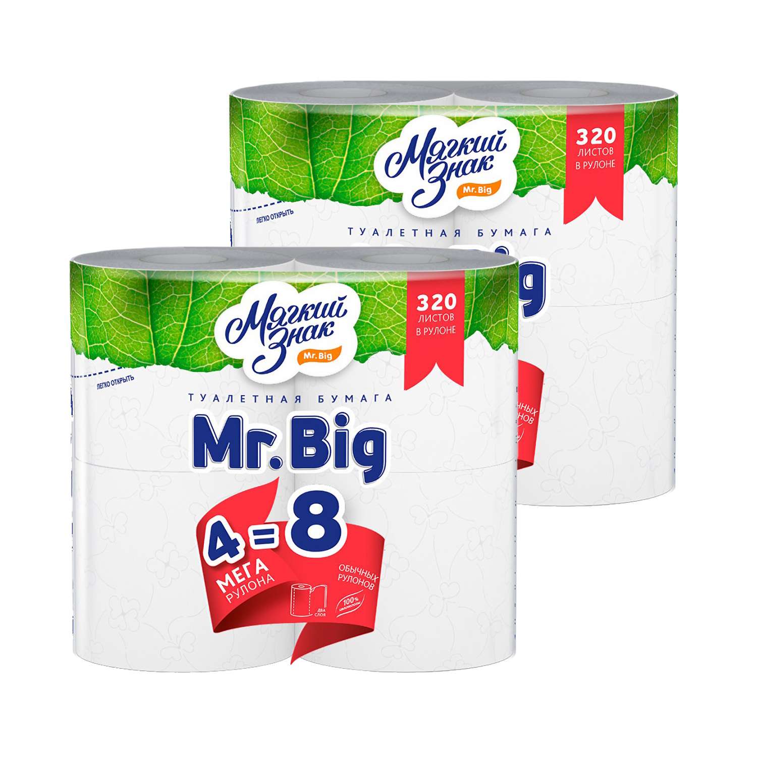 Бумага туалетная Мягкий Знак Mr.Big двухслойная 2 упаковки по 4 рулона - фото 1