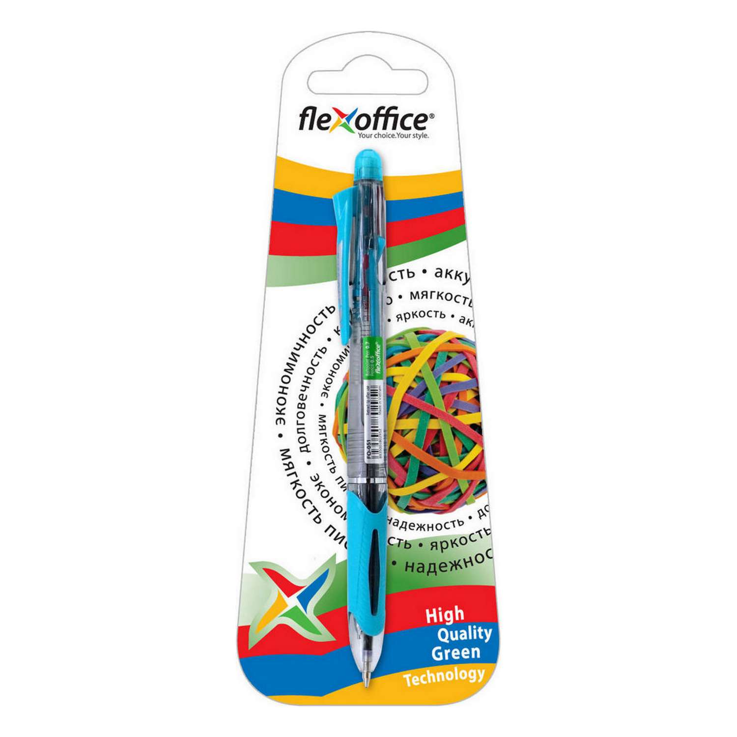 Ручка многофункциональная Flexoffice 4in1 мульти: синие+красные чернила + мех карандаш + ластик - фото 1