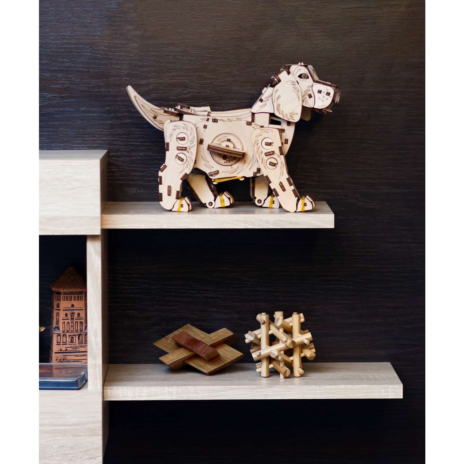 Конструктор деревянный Eco Wood Art Механический Щенок Puppy «собака» - фото 4