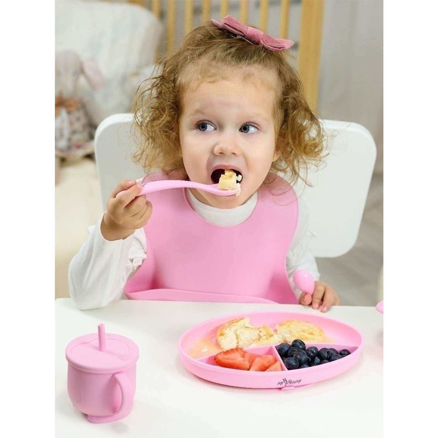 Набор для кормления Miyoumi силиконовый 5 предметов-Baby Pink - фото 12