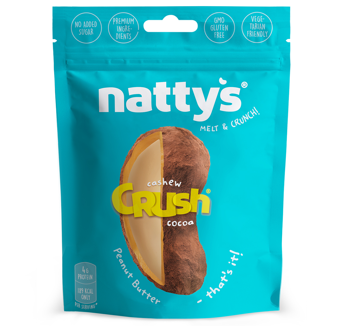 Драже ореховое Nattys CRUSH Cashew c кешью в арахисовой пасте и какао 80 гр - фото 1