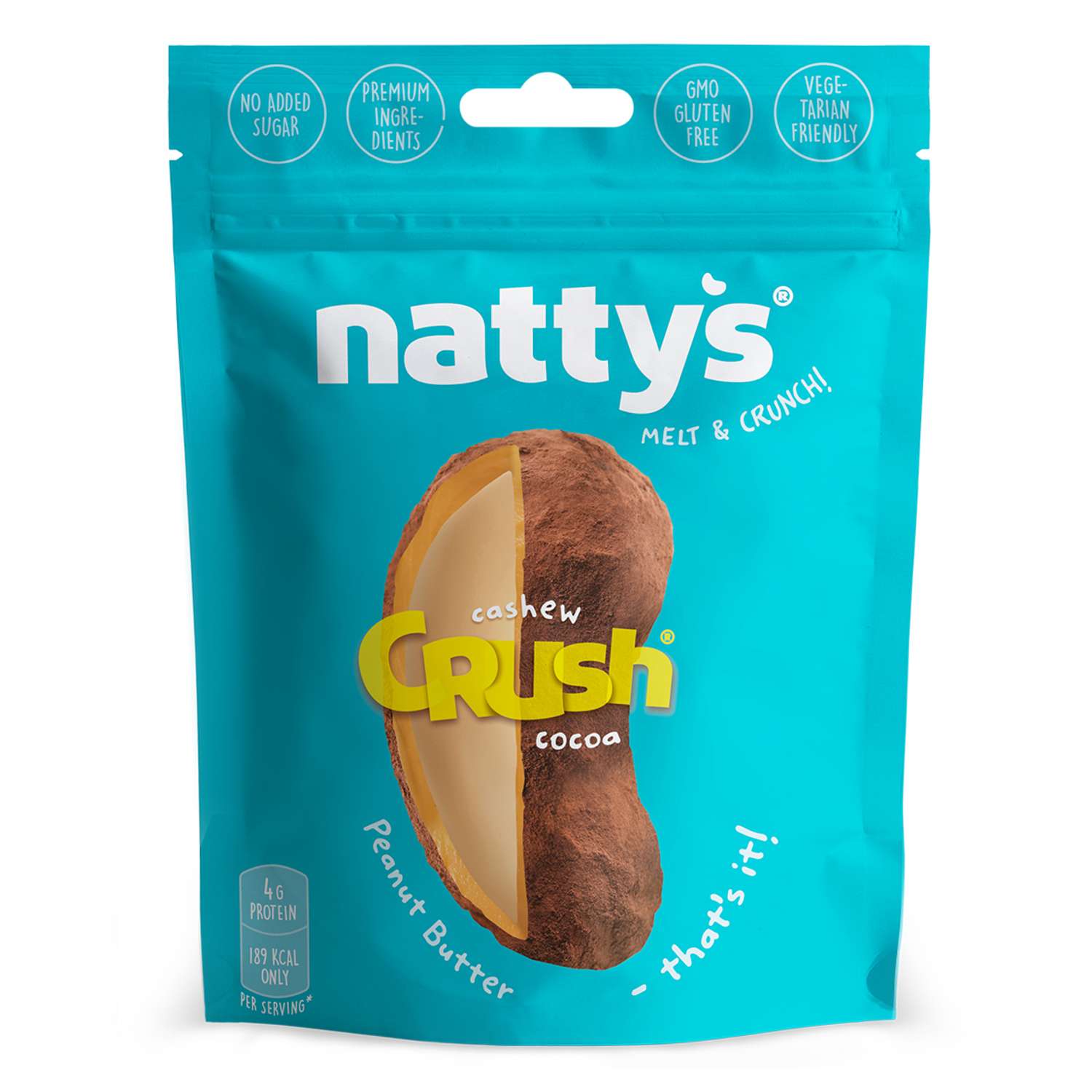Драже ореховое Nattys CRUSH Cashew c кешью в арахисовой пасте и какао 80 гр - фото 1