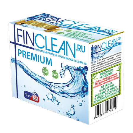 Эко-порошок супер-концентрации FINCLEAN.RU Premium 1кг - 23 стирки - универсальный высокой концентрации
