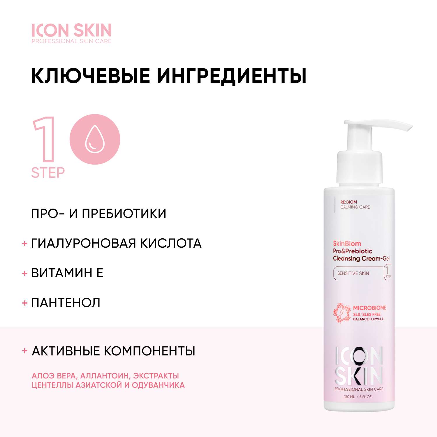 Крем-гель для умывания ICON SKIN очищающий c про- и пребиотиками skinbiom - фото 3