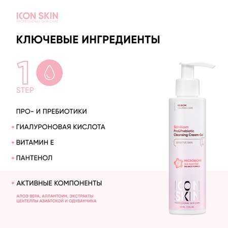 Крем-гель для умывания ICON SKIN очищающий c про- и пребиотиками skinbiom