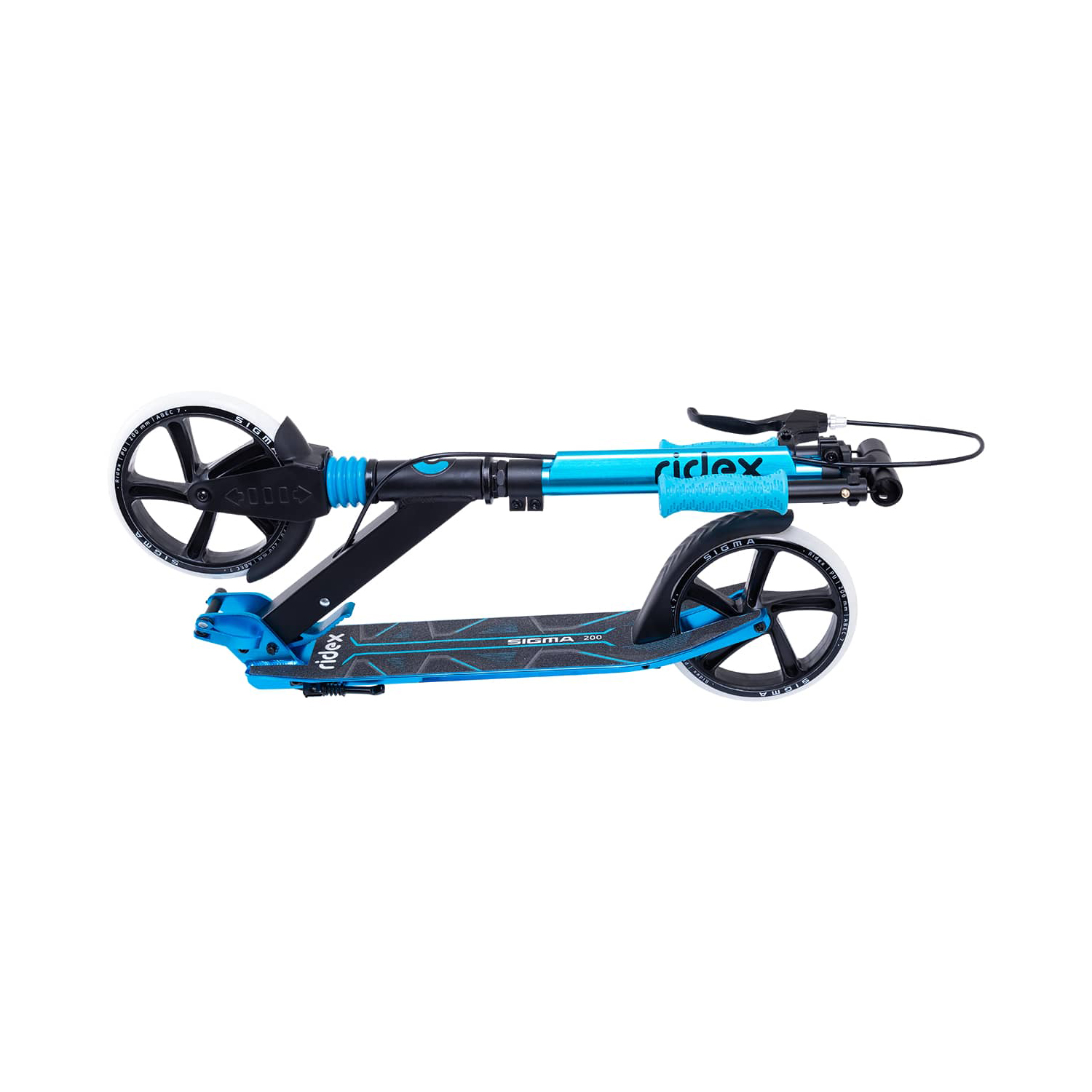 Самокат RIDEX двухколесный Scooter 2 wheels Sigma 200 black/light blue - фото 4