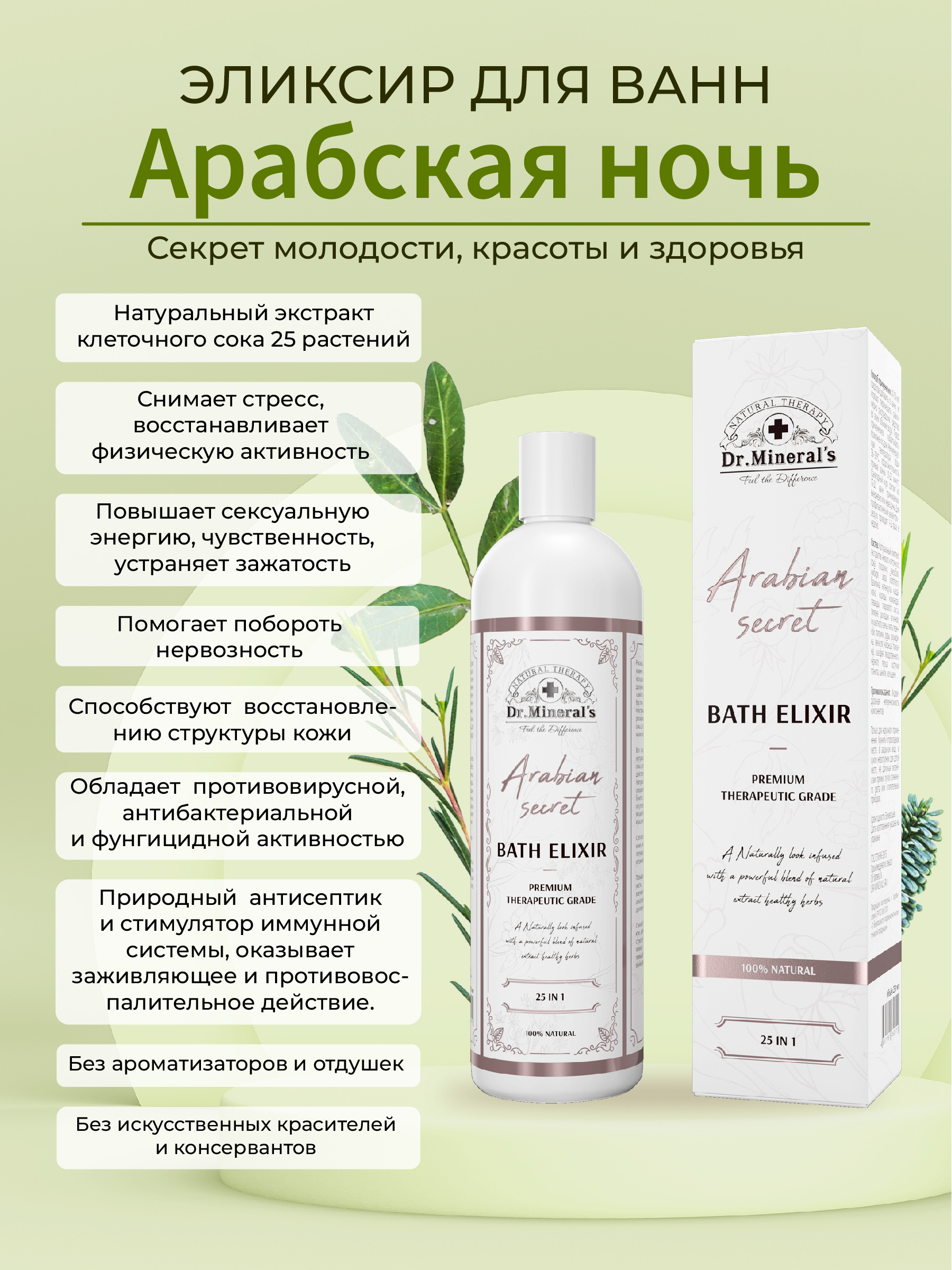 Концентрат для ванн Dr.Minerals Dr.Mineral’s Арабская ночь - молодость привлекательность и энергия 250 мл - фото 2