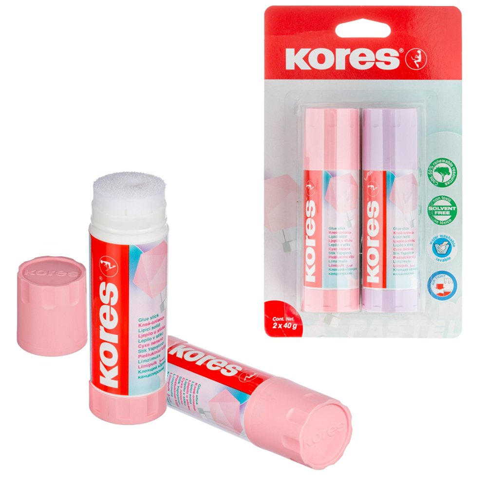 Клей-карандаш Kores 40г Pastel 2 штуки упаковка в блистере - фото 4