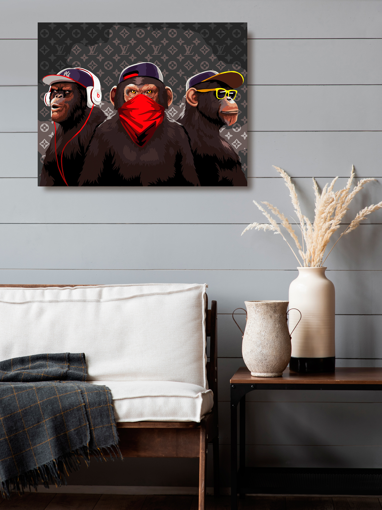 Картина по номерам Art on Canvas Холст на подрамнике 40х50 см Три обезьяны - фото 3