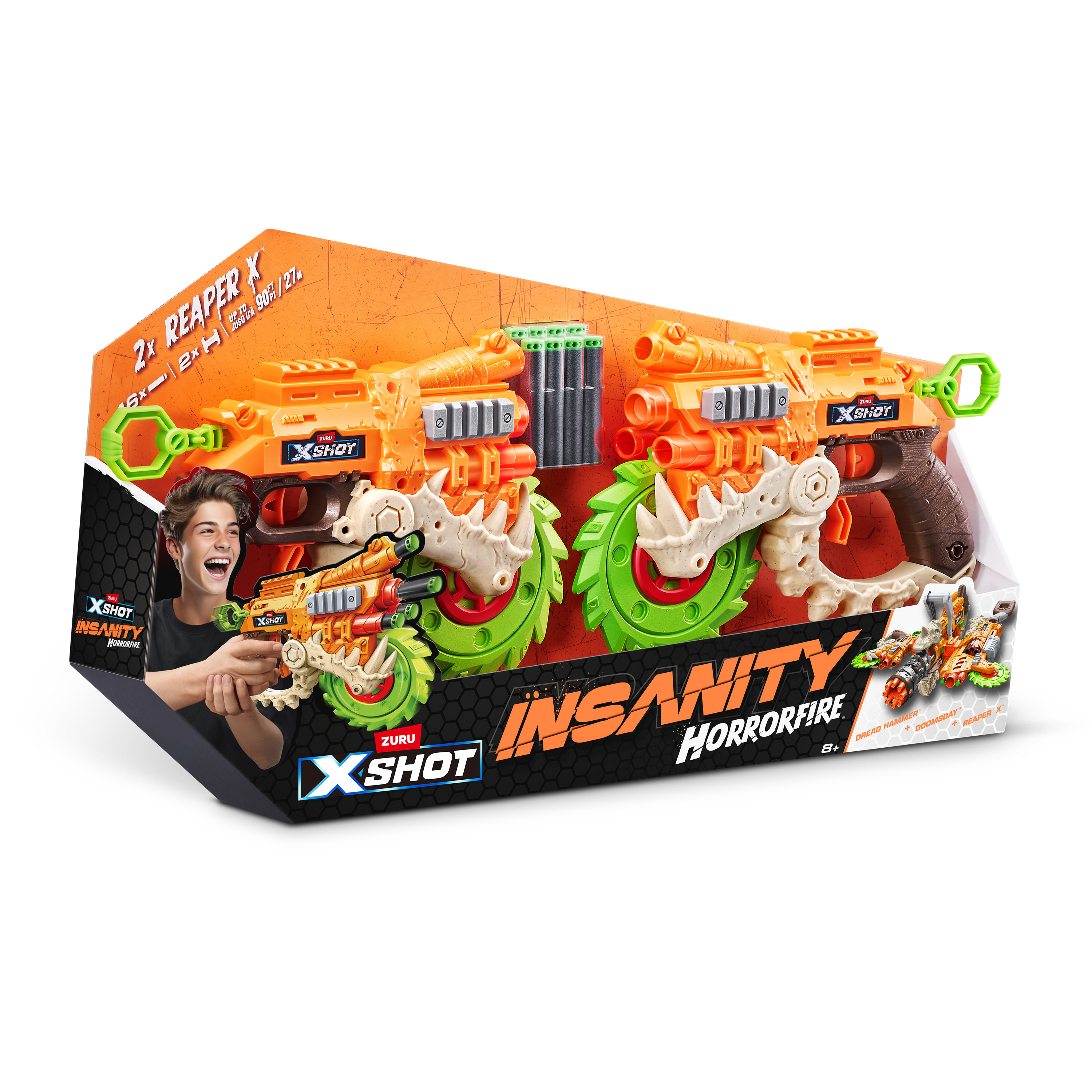 Игровой набор для стрельбы Zuru X-SHOT  INSANITY Хоррорфайр Рипер Х ДУО 2 бластера в комплекте - фото 10