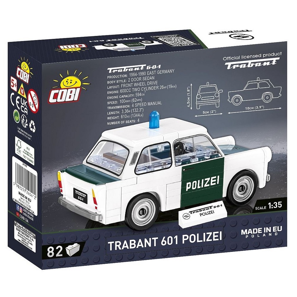 Конструктор COBI Автомобиль Trabant 601 Polizei 82 деталей - фото 2