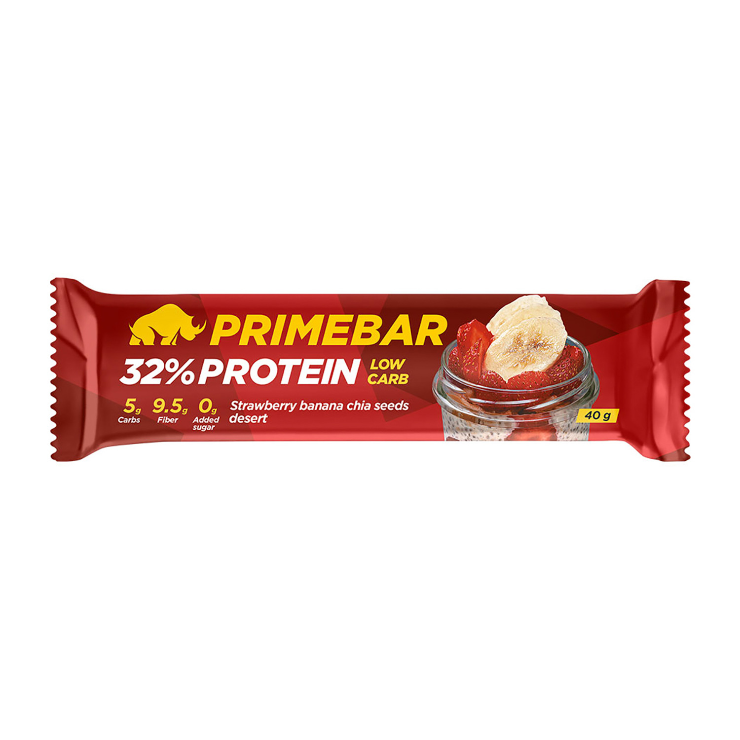 Батончик протеиновый Primebar Low Carb клубнично-банановый десерт с семенами чиа 40г - фото 1