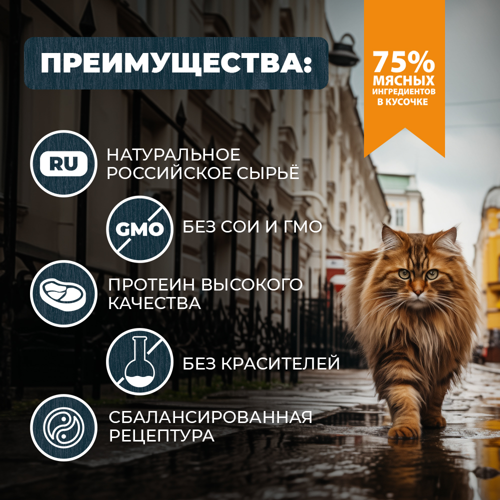 Корм для кошек Родные корма профилактика МКБ По-ленинградски говядина-морковка кусочки в соусе 85г - фото 2