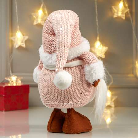 Кукла интерьерная Зимнее волшебство «Бабусечка в розовом колпаке с сердечком на переднике» 49х14х22 см