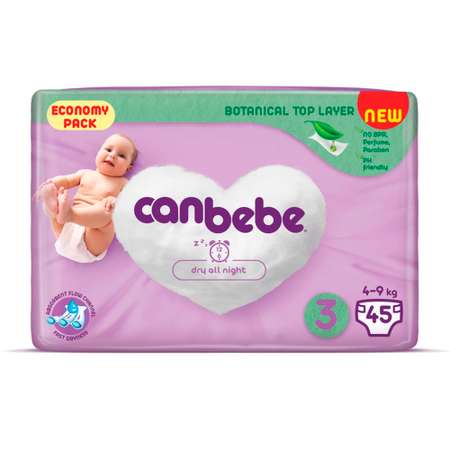 Подгузники Canbebe размер 3 4-9 кг 45 шт