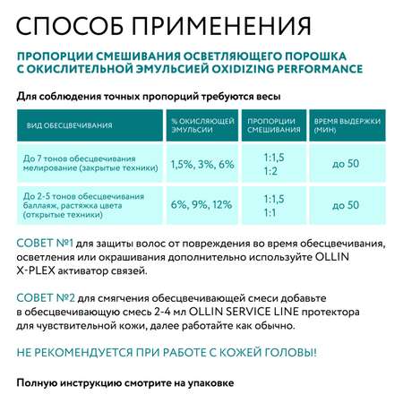 Порошок для осветления волос Ollin Performance с ароматом мяты 30 г