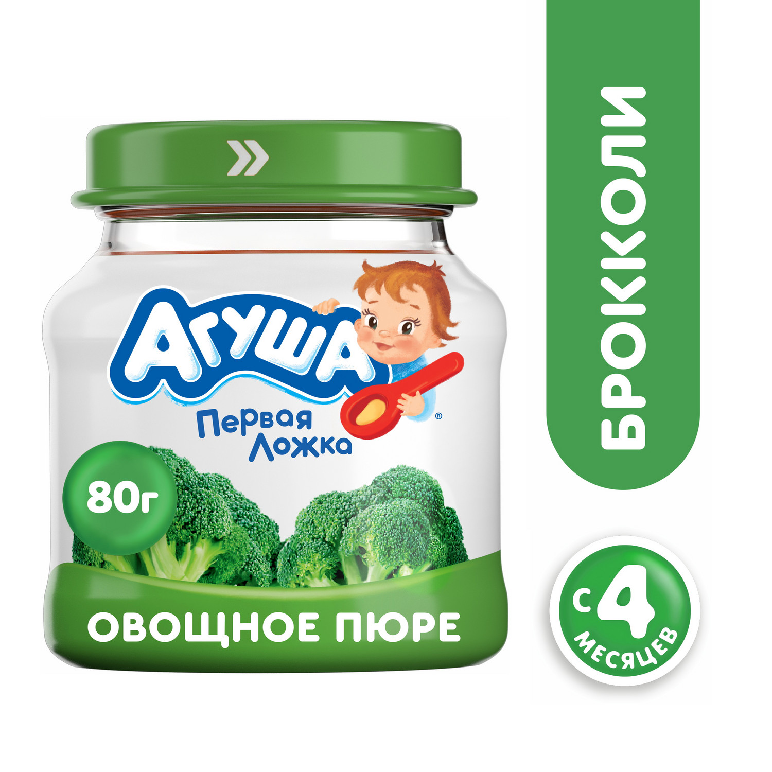 Пюре овощное Агуша Брокколи с 4 месяцев, 80 г