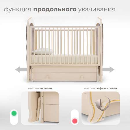 Детская кроватка Nuovita Fulgore Swing прямоугольная, поперечный маятник (слоновая кость)
