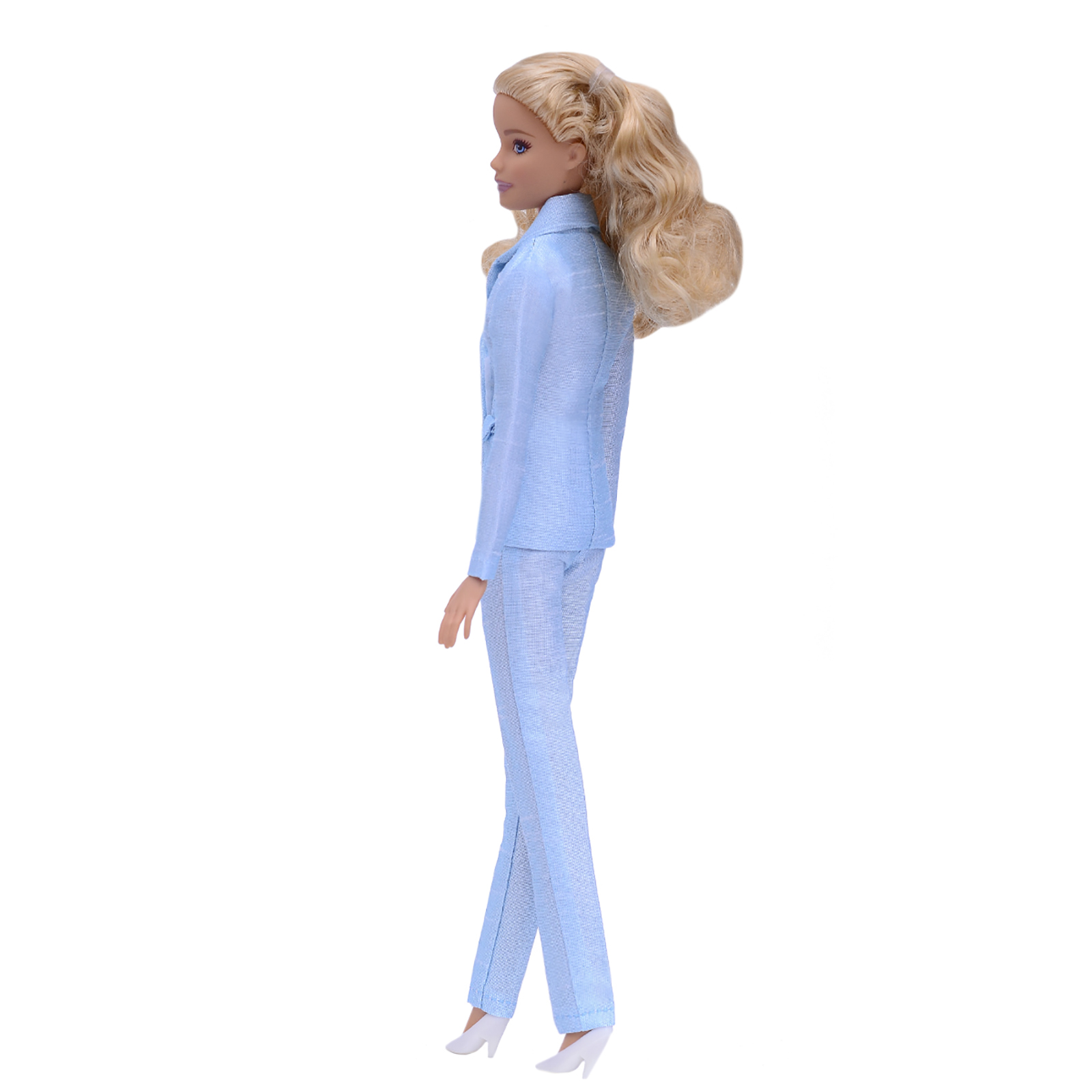 Шелковый брючный костюм Эленприв Светло-голубой для куклы 29 см типа Барби FA-011-09 - фото 6