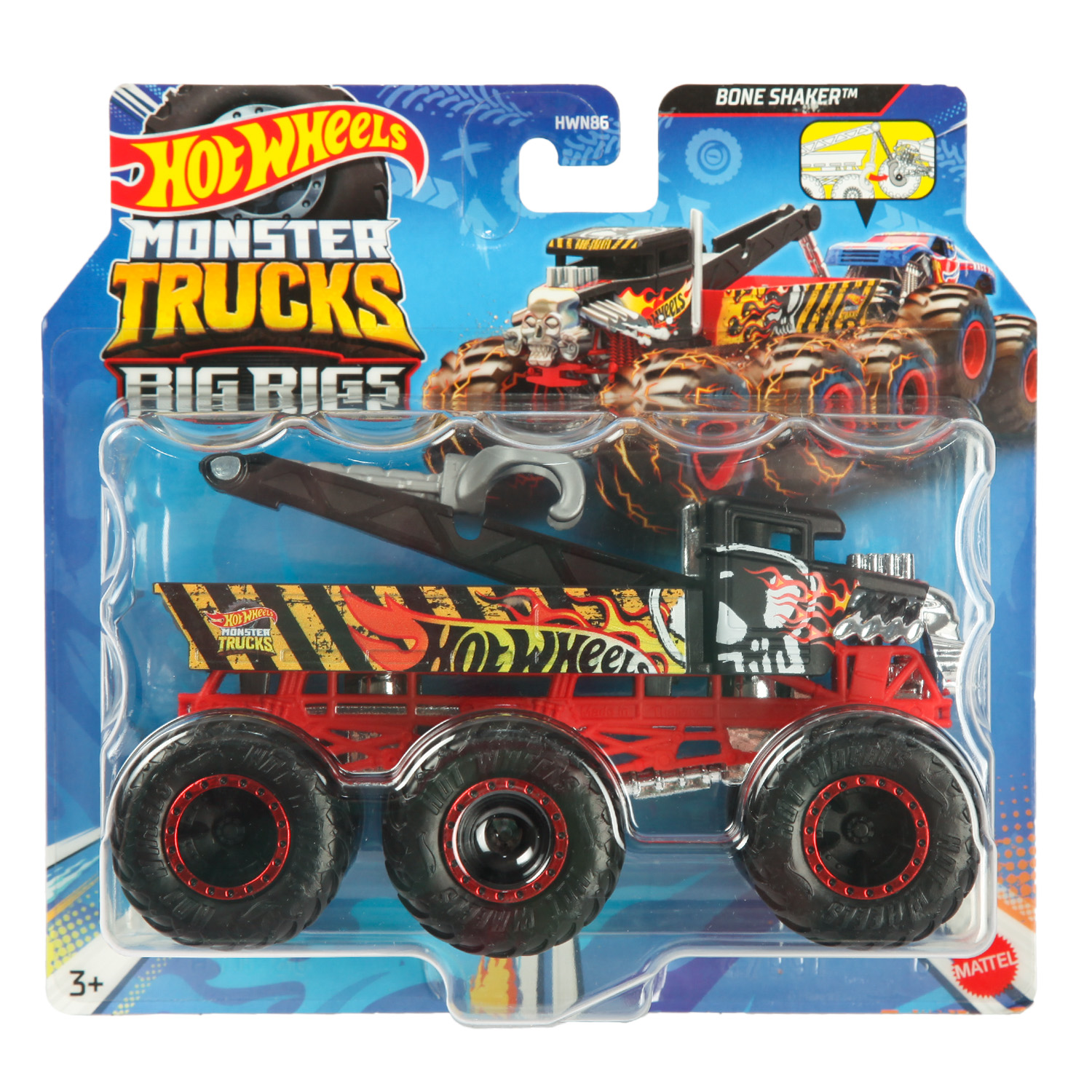 Монстр-трак Hot Wheels Monster Trucks Big Rigs 1:64 черный HWN86 - фото 7