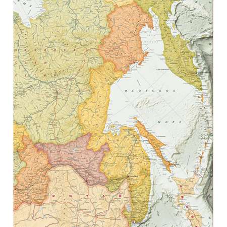Карта настенная Атлас Принт Россия Экодизайн 2.02х1.43 м