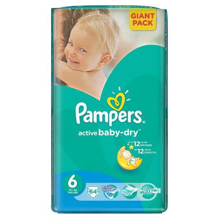 Подгузники Pampers Active Baby 64 шт. 6 15+ кг