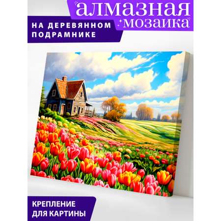 Алмазная мозаика Art on Canvas холст на деревянном подрамнике 40х50 см Поле тюльпанов