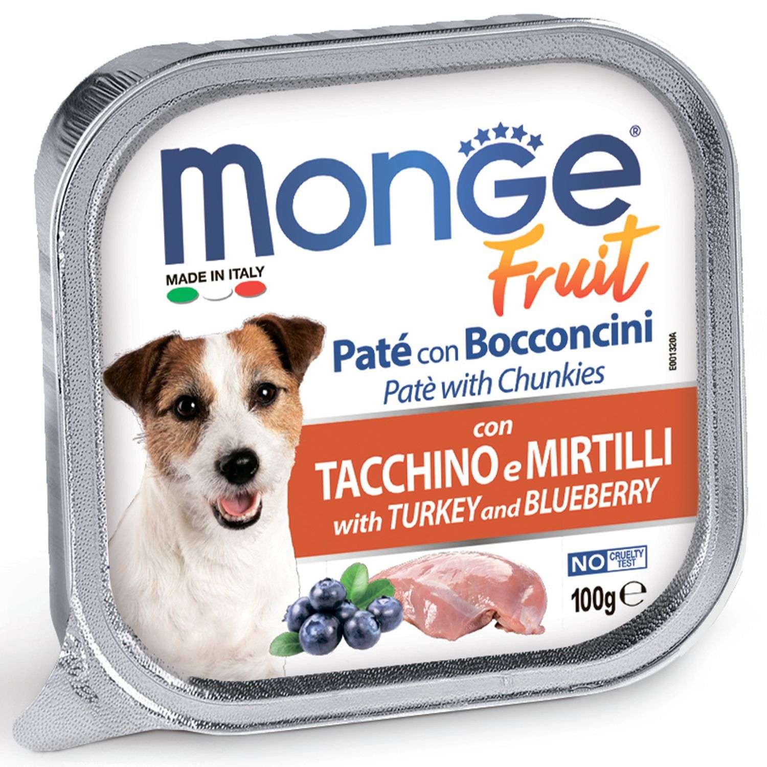 Корм для собак MONGE Dog Fruit индейка с черникой консервированный 100г - фото 1