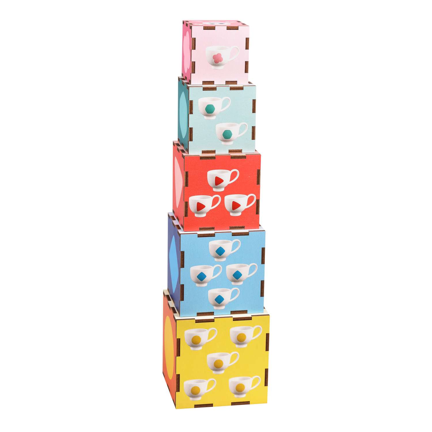 Кубики Цветняшки деревянные пирамидка сортер игровой набор - фото 10