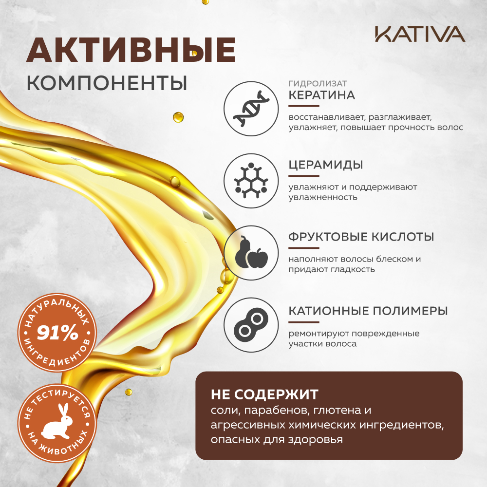 Маска с кератином Kativa для поврежденных и хрупких волос KERATINA 250 мл - фото 4