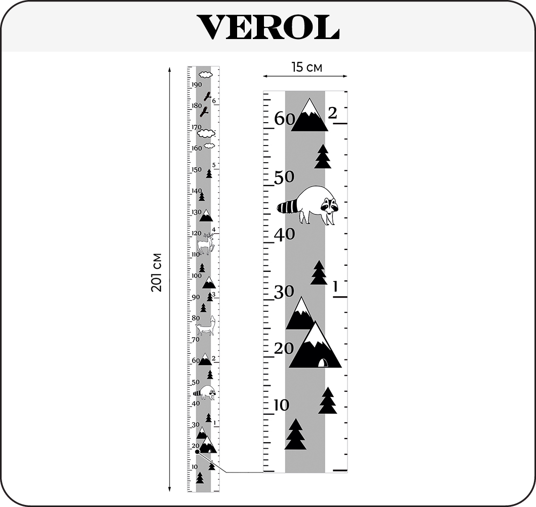 Наклейки интерьерные VEROL Ростомер Шкала в скандинавском стиле - фото 2
