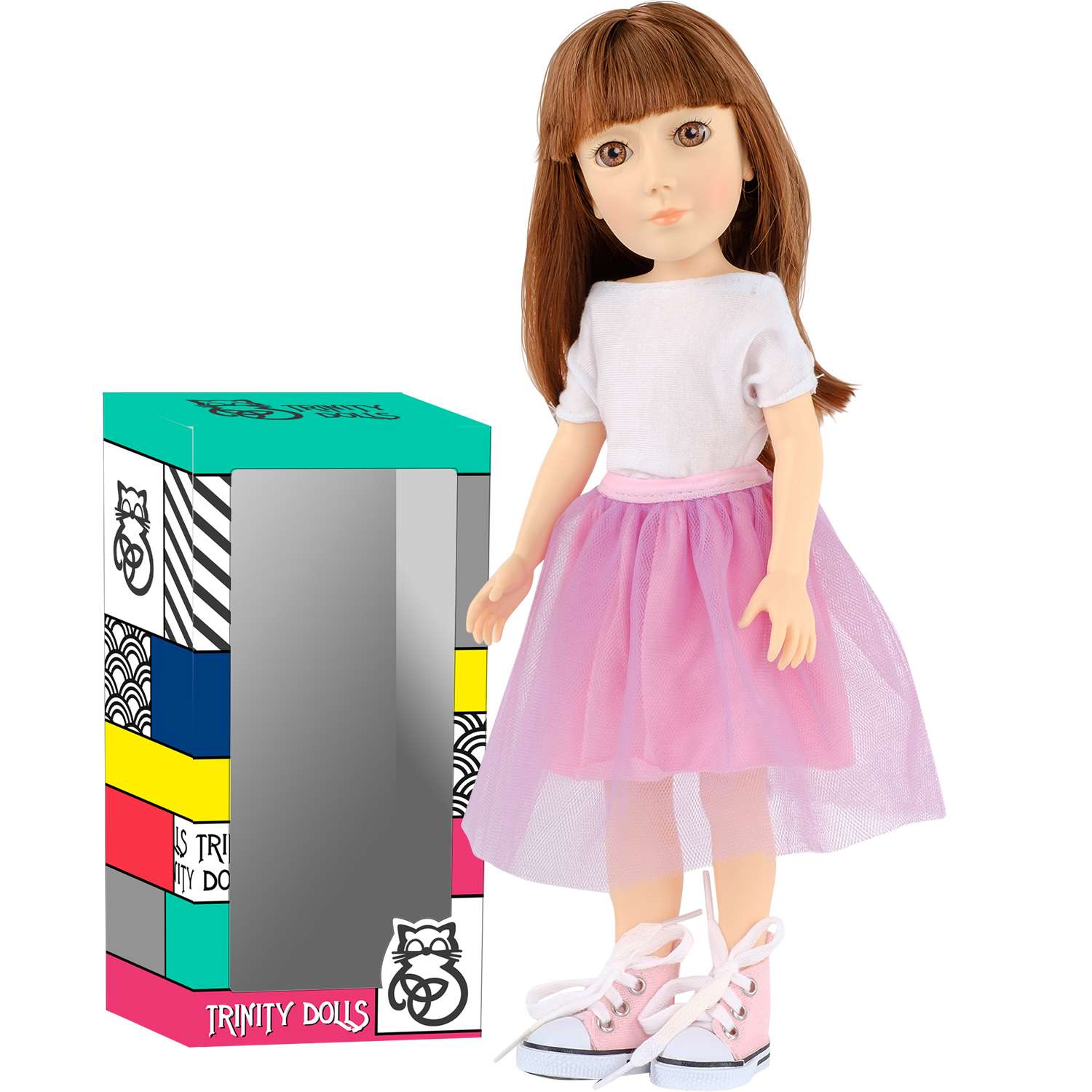 Кукла современная виниловая TRINITY Мариетт юбка фуксия и белая футболка TD861 - фото 1