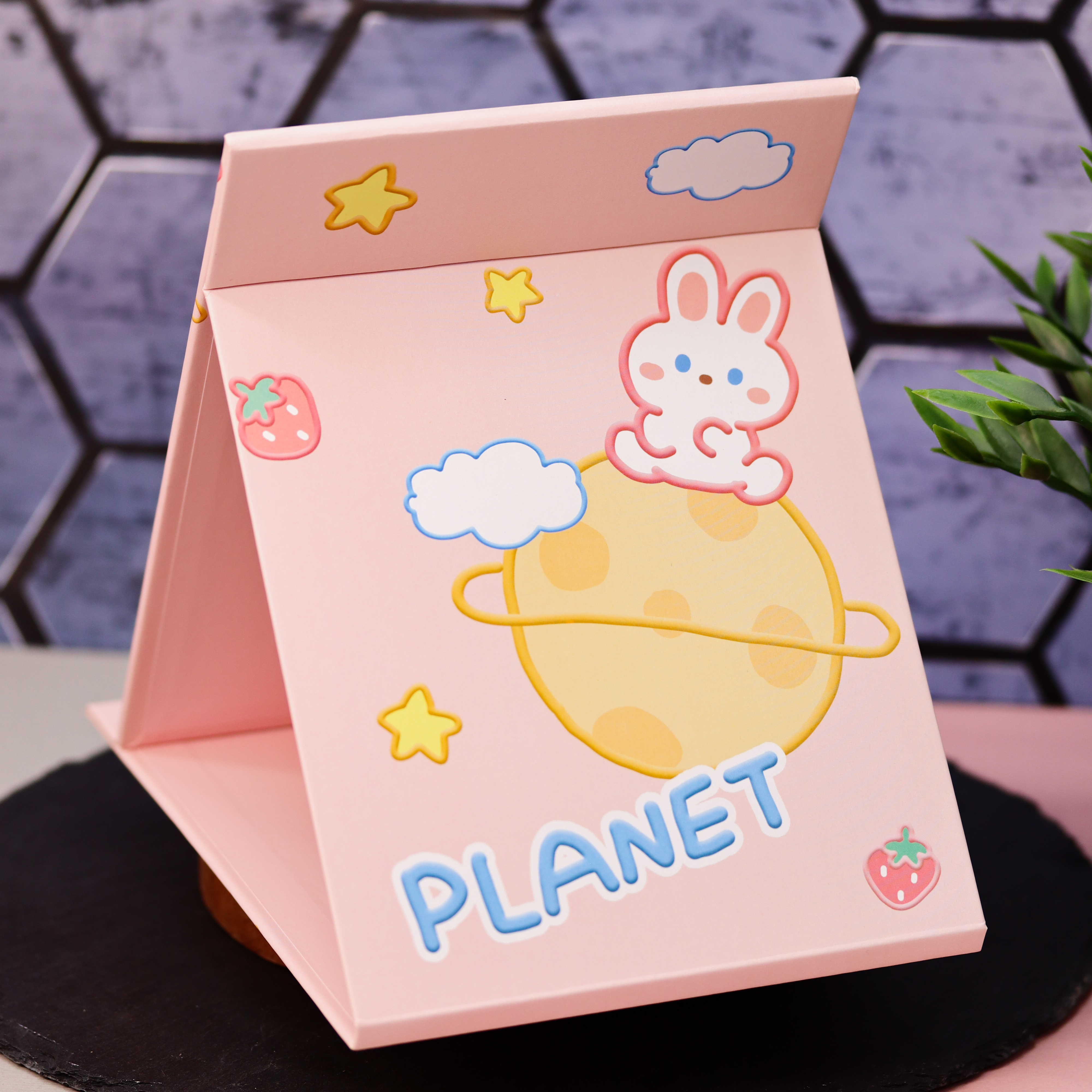 Зеркало настольное для макияжа iLikeGift Planet bunny pink - фото 2