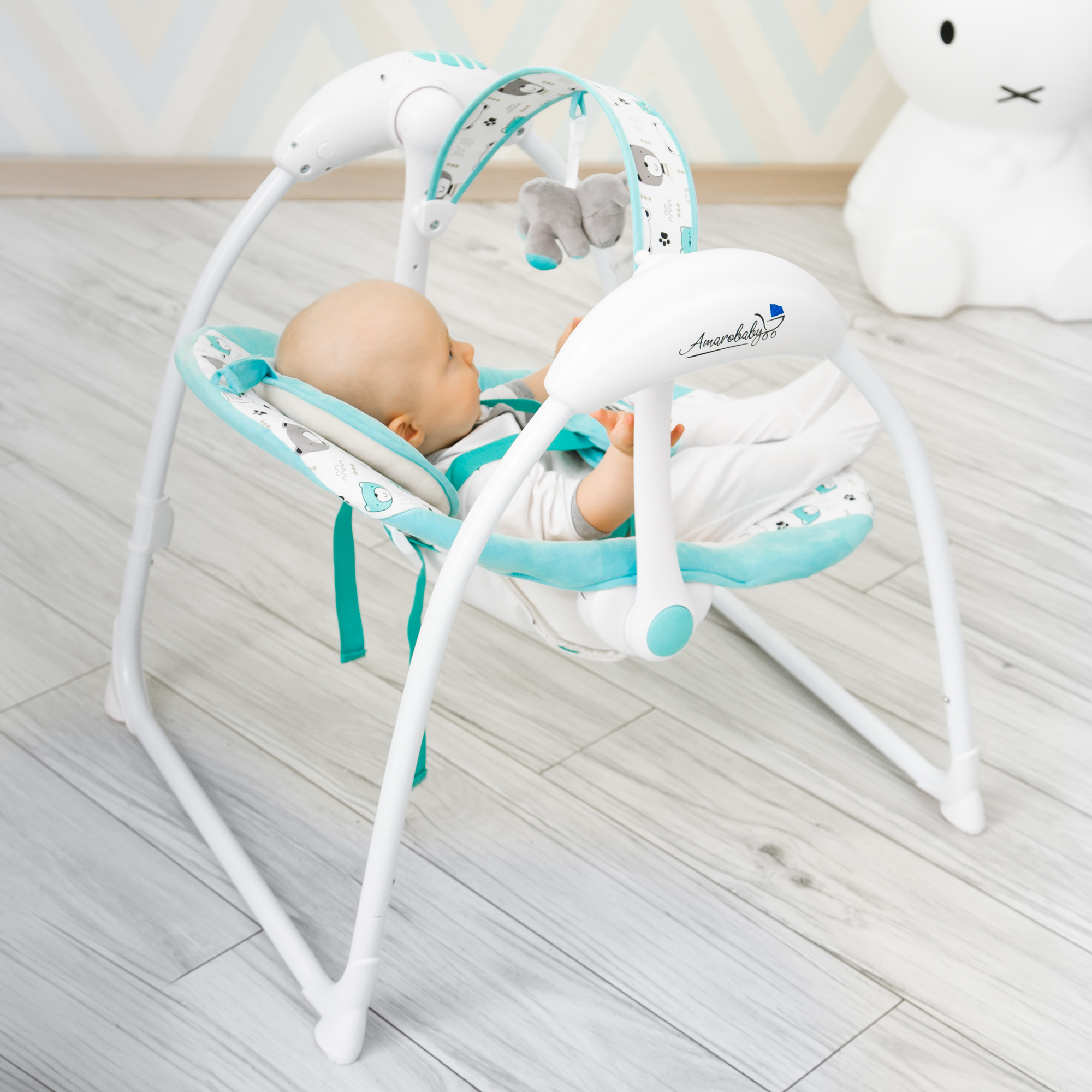 Электрокачели Amarobaby Swinging Baby Бирюзовый - фото 15