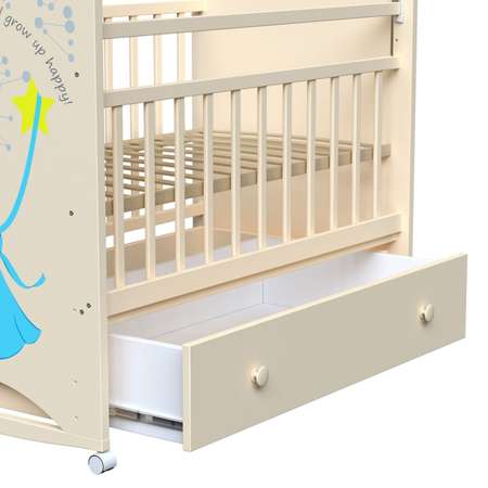 Детская кроватка ВДК Чудо прямоугольная, продольный маятник (слоновая кость)