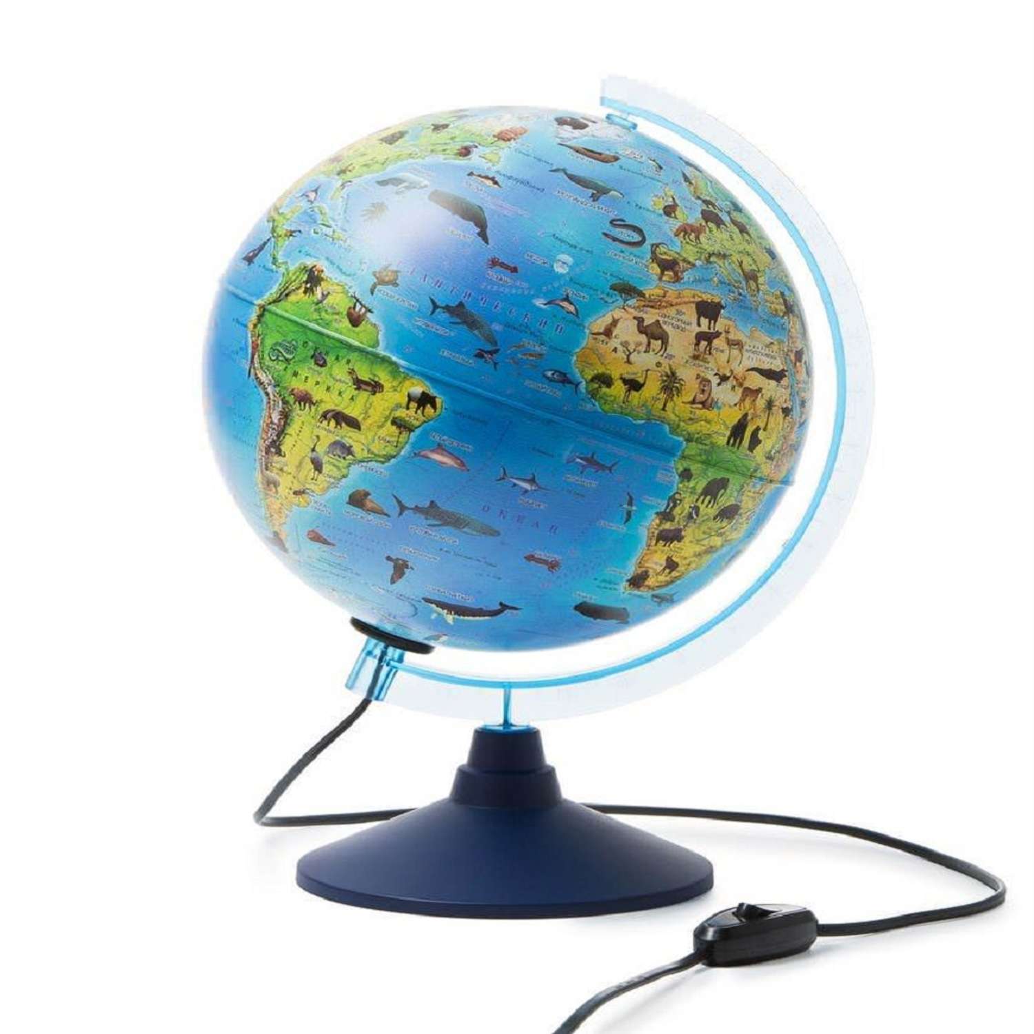 Интерактивный глобус Globen Зоогеографический детский 25 см с LED-подсветкой VR очки - фото 2