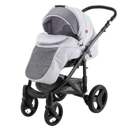 Коляска 2в1 BeBe-mobile Movo Standart R13 Светло-серый+Темно-серый+Белая кожаная отдлека