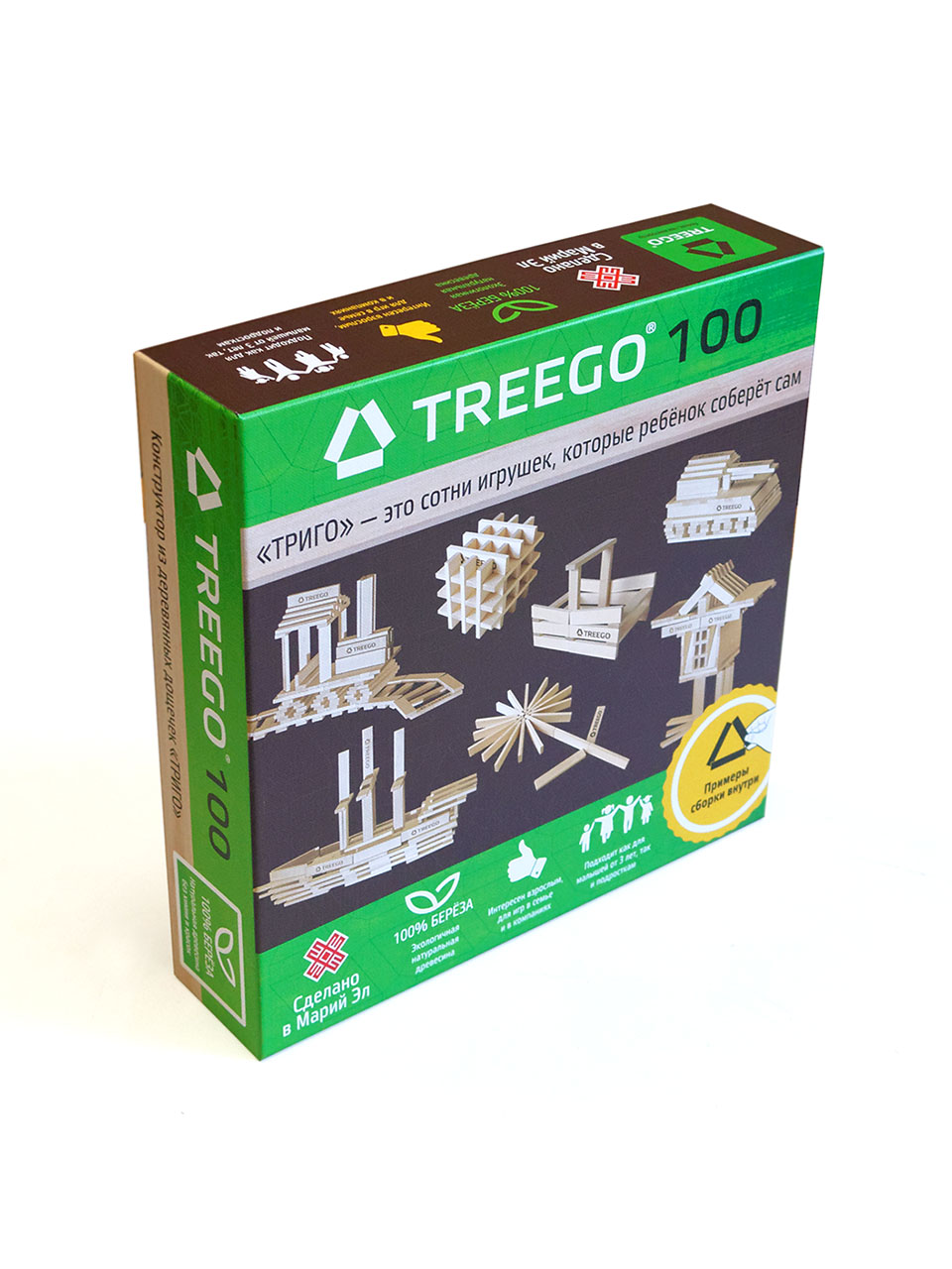 Деревянный конструктор-игра Treego 100 дощечек - фото 1