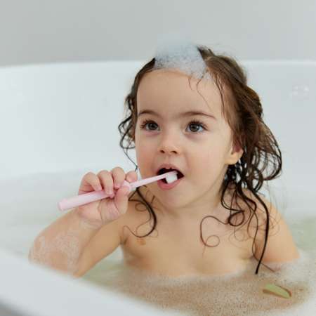 Детская зубная щётка Happy Baby с мягкой щетиной розовая зайка