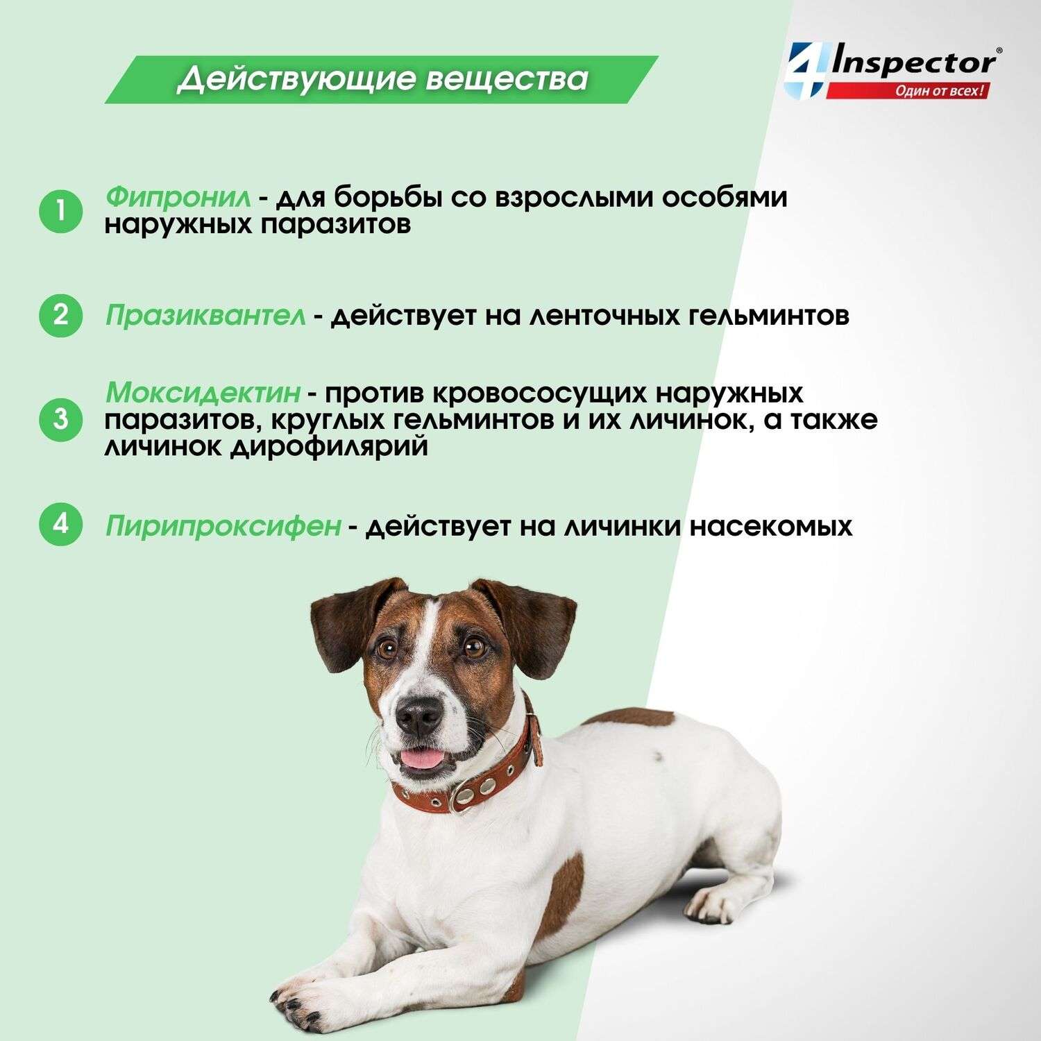 Капли для собак Inspector Quadro 4-10кг от наружных и внутренних паразитов 1мл - фото 5