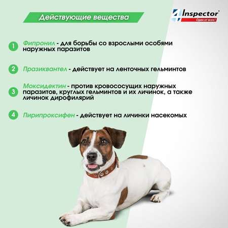 Капли для собак Inspector Quadro 4-10кг от наружных и внутренних паразитов 1мл